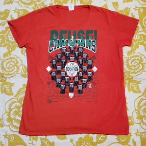 One of a Kind (Women's XL) REUSE! Boston Red Sox Baseball World Champions Jersey T-Shirt