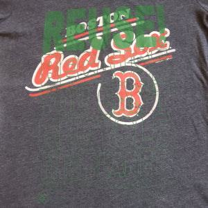 One of a Kind (Women's L) REUSE! Boston Red Sox Baseball Angled Logo T-Shirt
