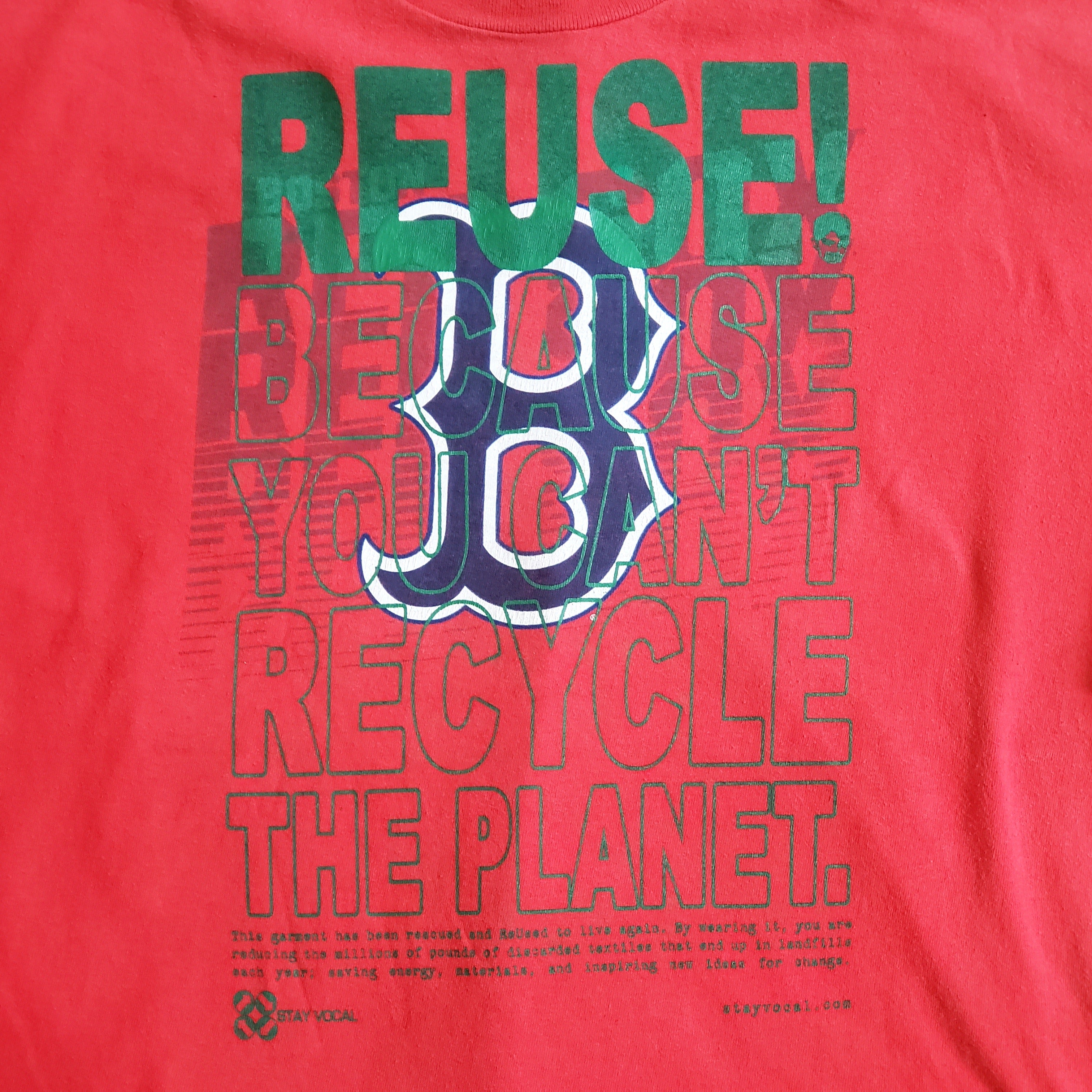One of a Kind (Men's XXXL) REUSE! Boston Red Sox Baseball Logo and Names T-Shirt