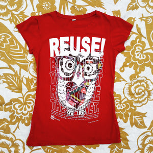 One of a Kind (Girl's S) REUSE! Owl in Glasses T-Shirt