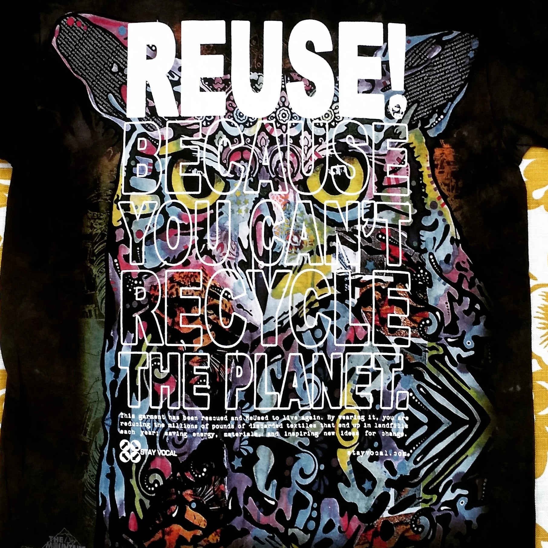 One of a Kind (Men's S) REUSE! Colorful Owl T-Shirt