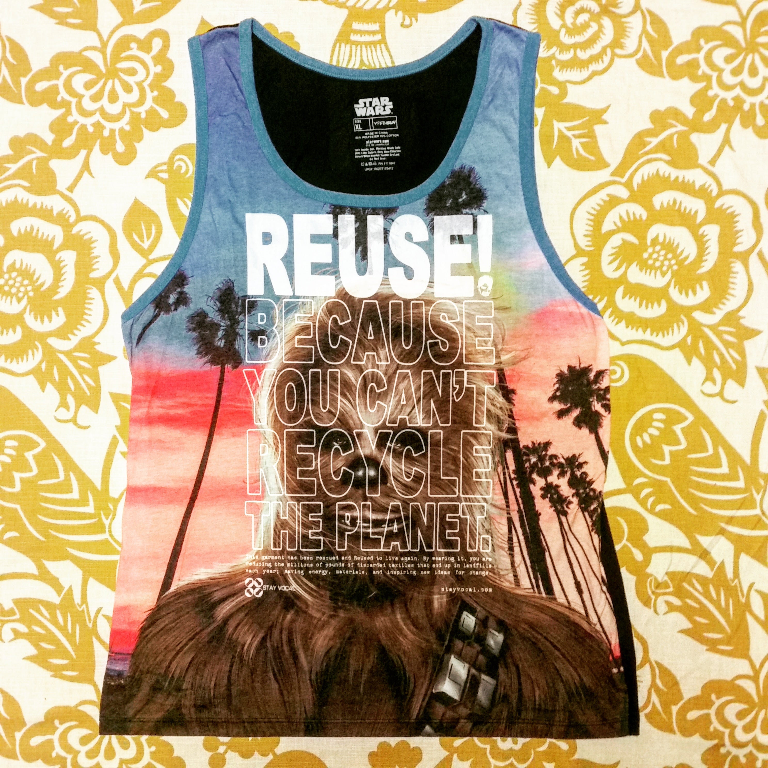 One of a Kind (Men's XL) REUSE! Star Wars Chewbacca Beach Tank Top