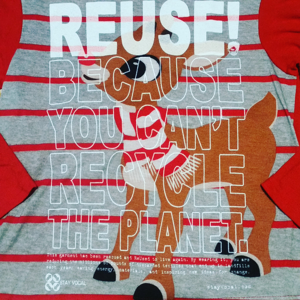One of a Kind (Kid's L) REUSE! Rudolph The Red Nose Reindeer Long Sleeve T-Shirt