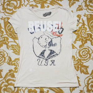 One of a Kind (Women's M) REUSE! Popeye's Olive Oil T-Shirt