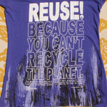 One of a Kind (Women's L) REUSE! Purple Splatter Art T-Shirt
