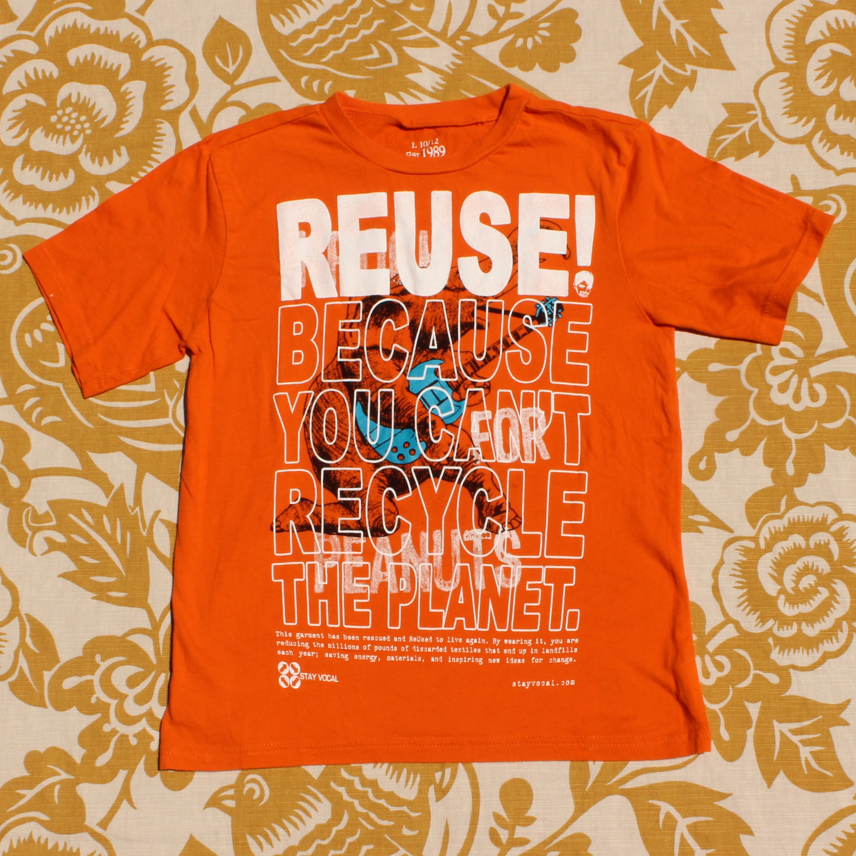 One of a Kind (Kid's L) REUSE! Rockin' Out Elephant T-Shirt