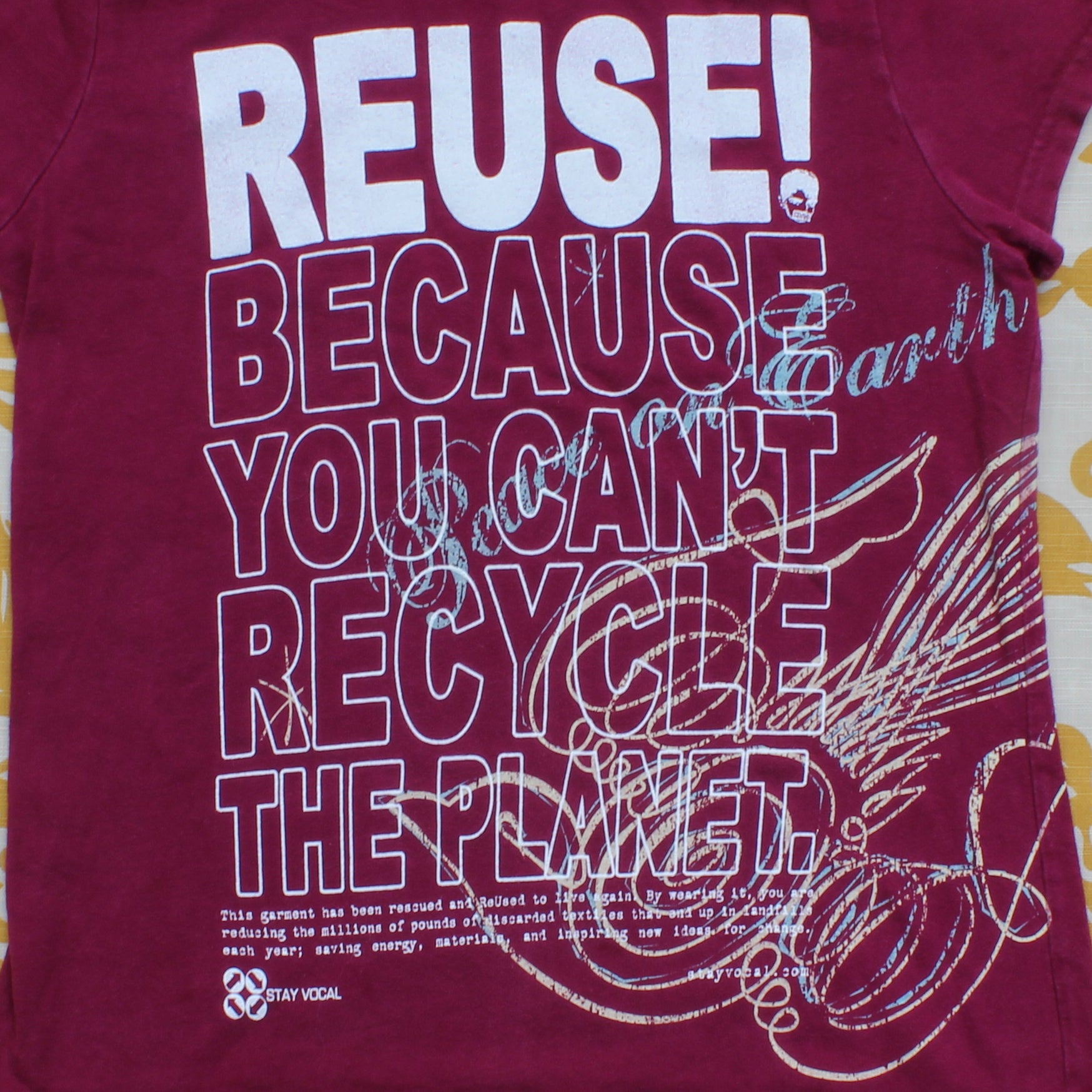 One of a Kind (Women's M) REUSE! Peace on Earth T-Shirt