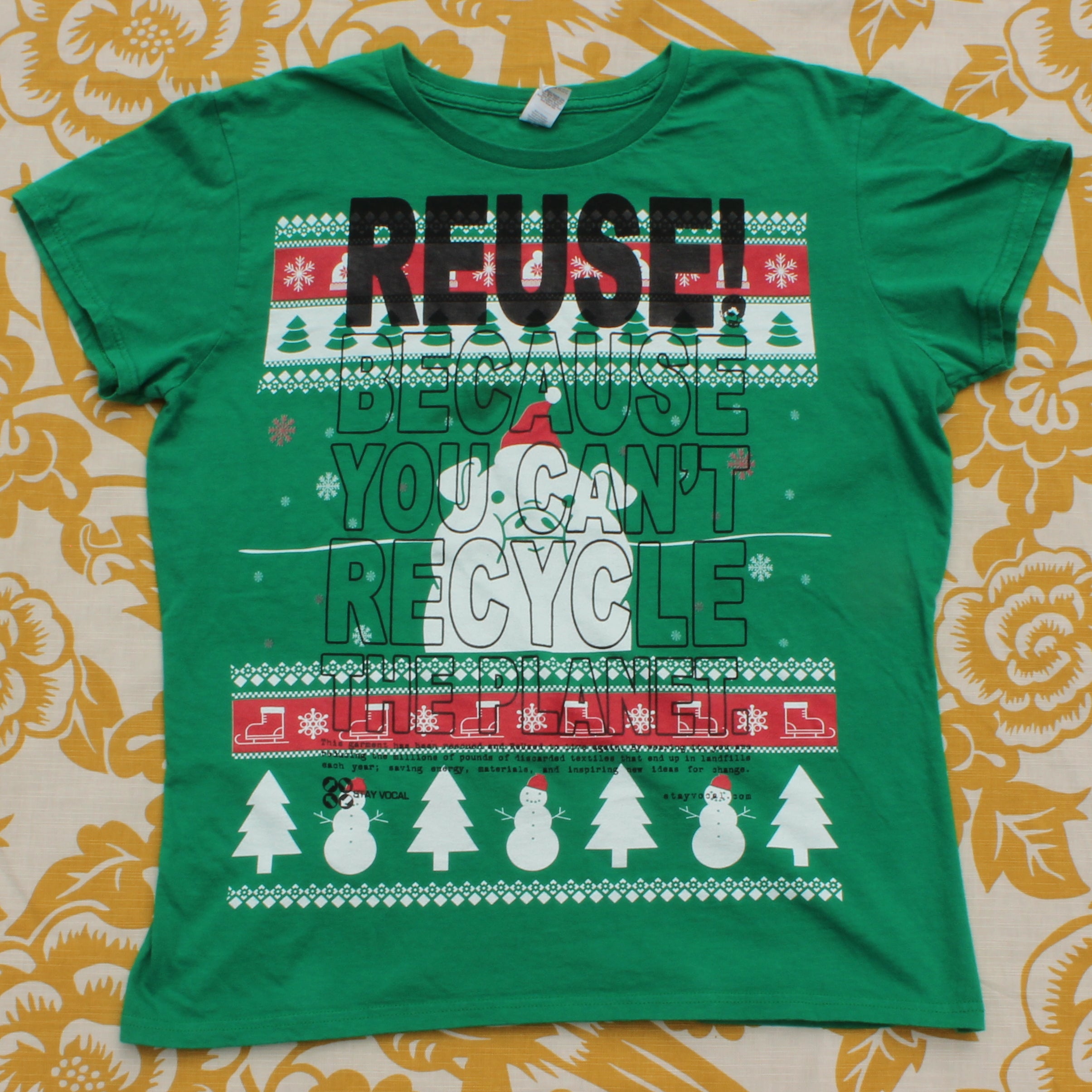 One of a Kind (Women's L) REUSE! Christmas Pig T-Shirt