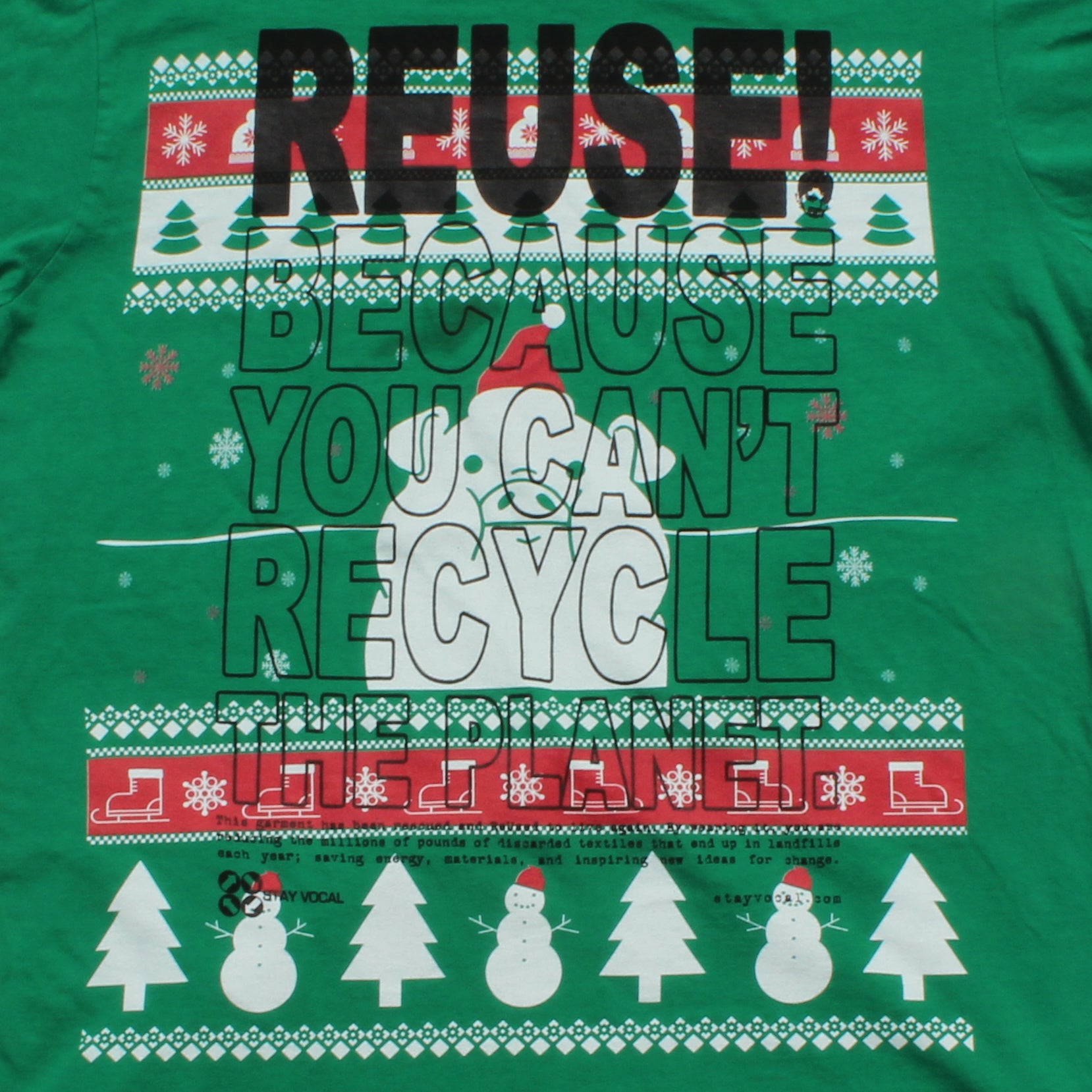 One of a Kind (Women's L) REUSE! Christmas Pig T-Shirt