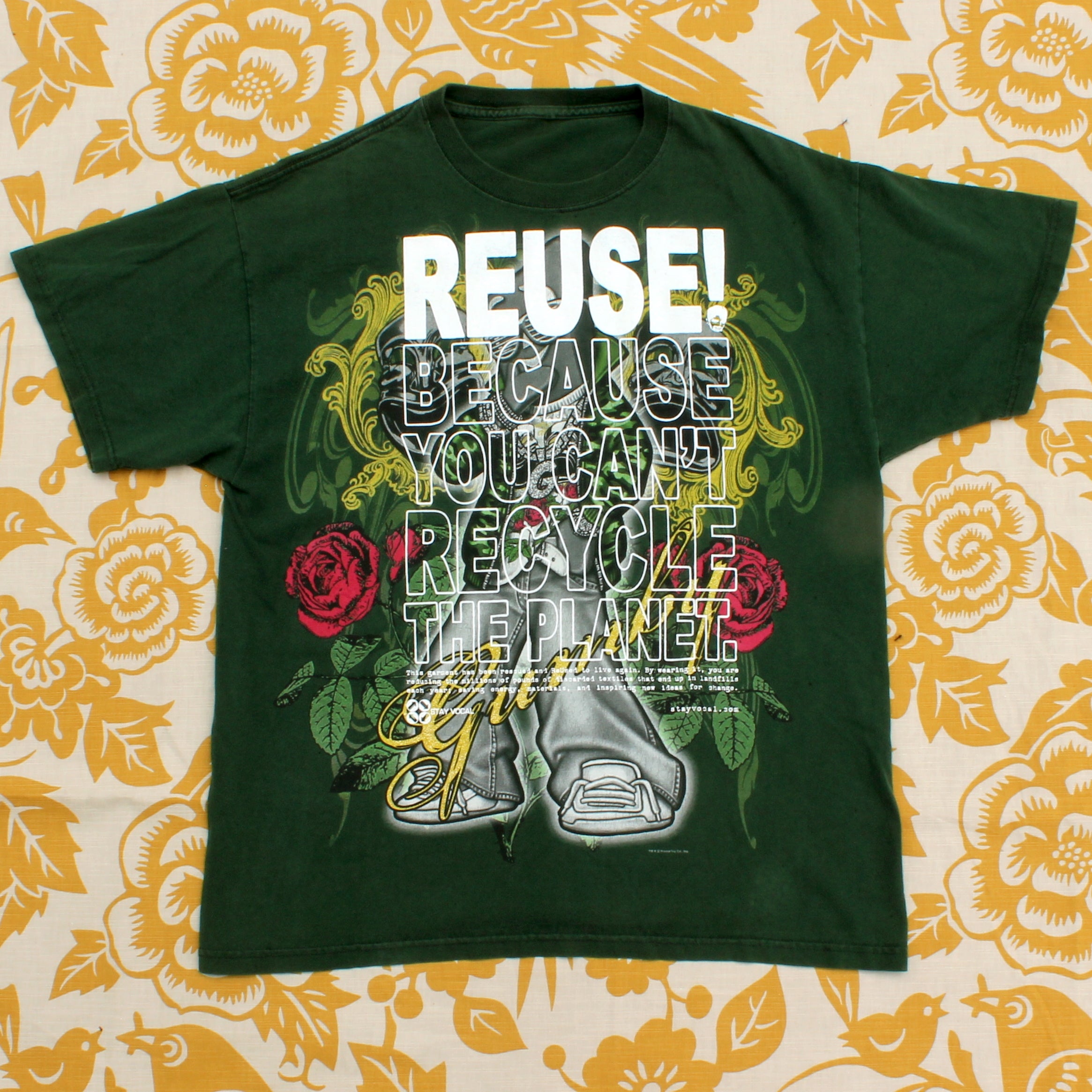 One of a Kind (Men's L) REUSE! Gumby and Roses T-Shirt